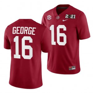 Men's Alabama Crimson Tide #16 Jayden George 2021 Rose Bowl Champions Crimson NCAA Playoff Home College Football Jersey 2403GKER6